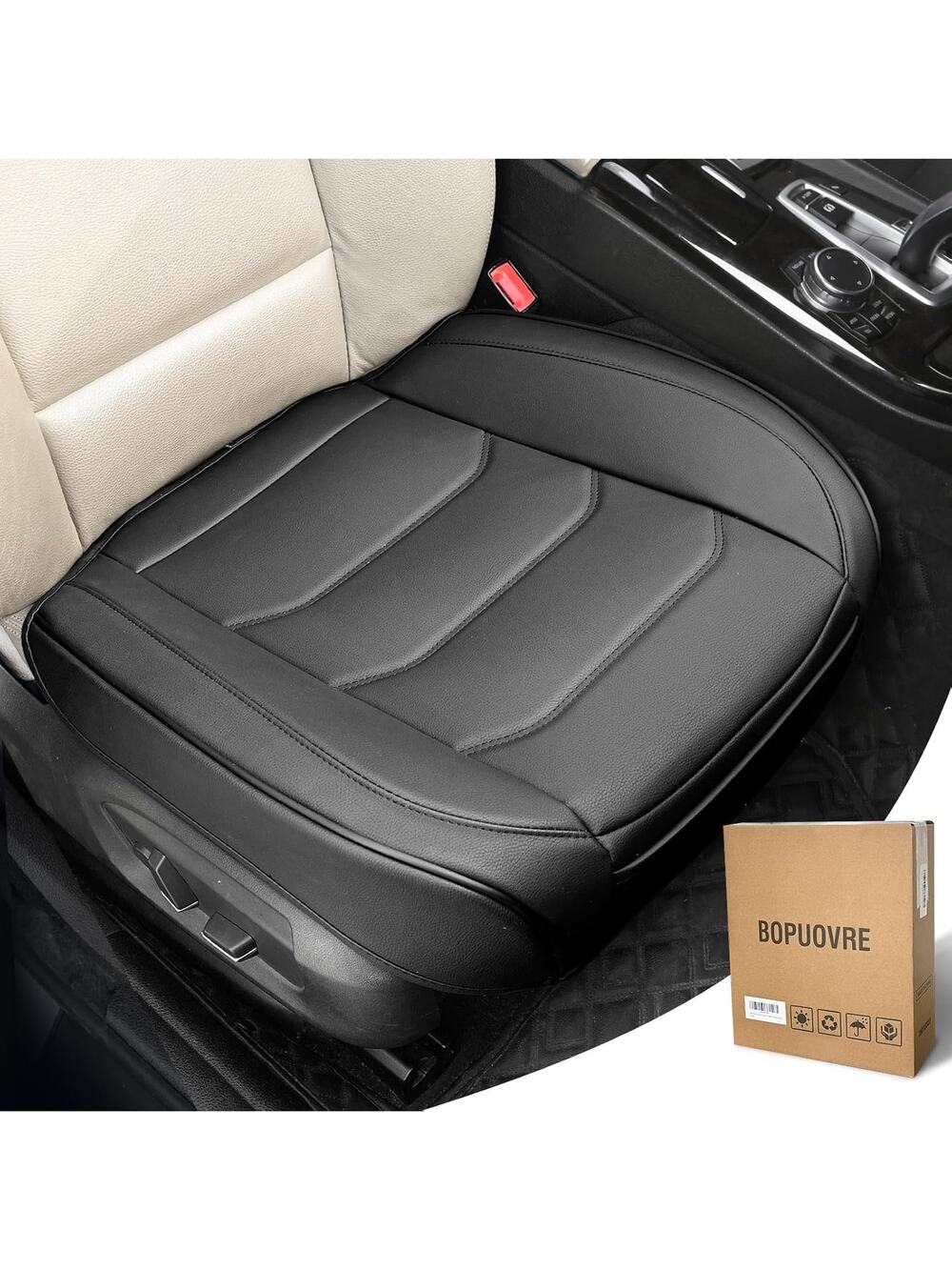 BOPUOVRE Car Seat Cover For Luxury & Comfort - PU Leather, Anti-Slip, Full Wrap